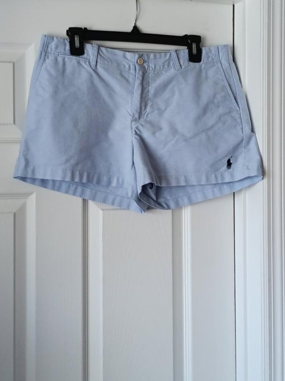 POLO RALPH LAUREN Womens Shorts Blue Oxford Cotton Pony Logo Size 8